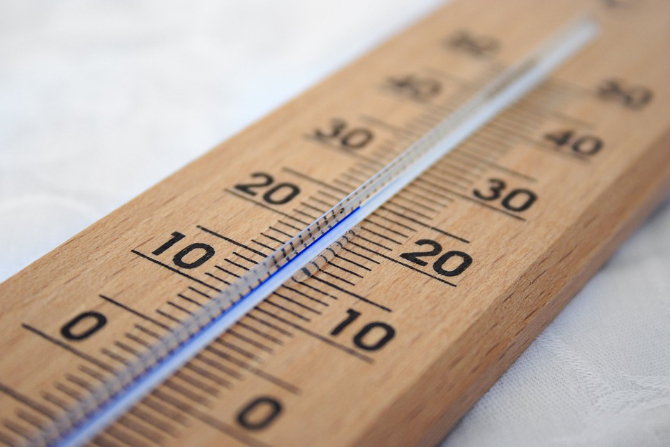 Termometr mierzy temperaturę pomieszczenia.
